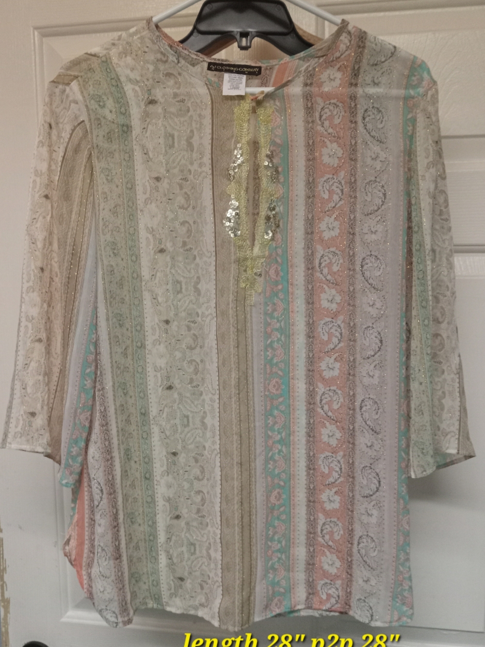 Women's Pastel Striped Sequin Tunic